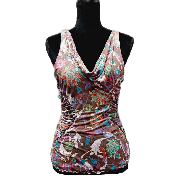 Diane Von Furstenburg Womens Silk Sleeveless Cowl Neck Ruched Sides Top Size SML - Picture 3 of 8